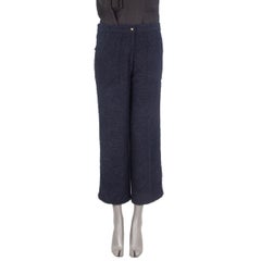 ETRO dark blue cotton BOUCLE WIDE-LEG CULOTTE Pants 40 S