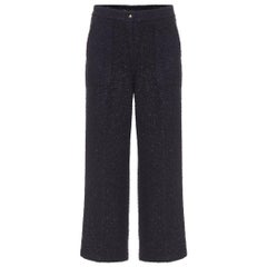 ETRO algodón azul oscuro BOUCLE WIDE-LEG CULOTTE Pantalón 40 S