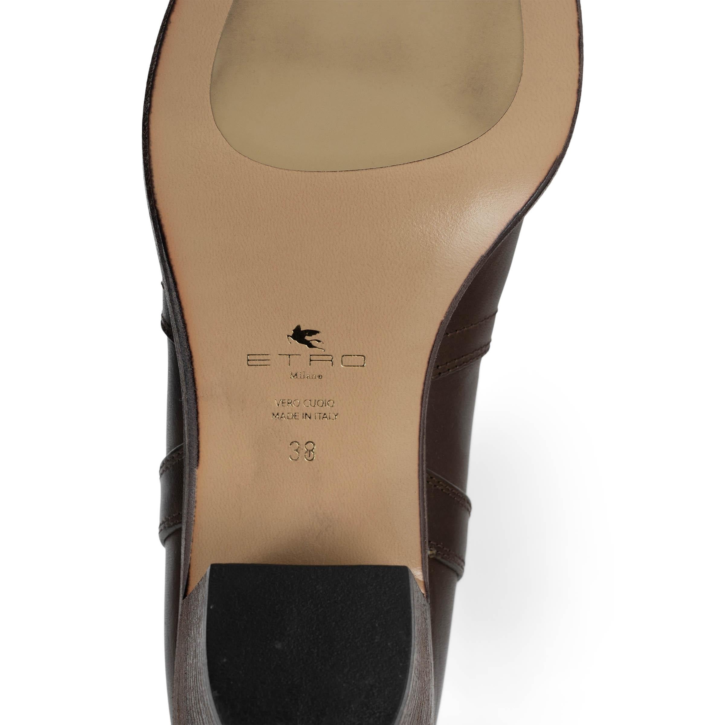 Etro in pelle marrone scuro WESTERN CARVING Stivali da Cowboy Scarpe 38 in vendita 4