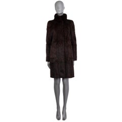 ETRO dark brown PAISLEY RABBIT FUR Coat Jacket 42 M