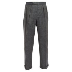 Etro Dark Grey/Multicolor Patterned Wool Trousers 2XL