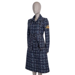 ETRO dark & light blue 2023 FRUIT JACQUARD DENIM Coat Jacket 44 L