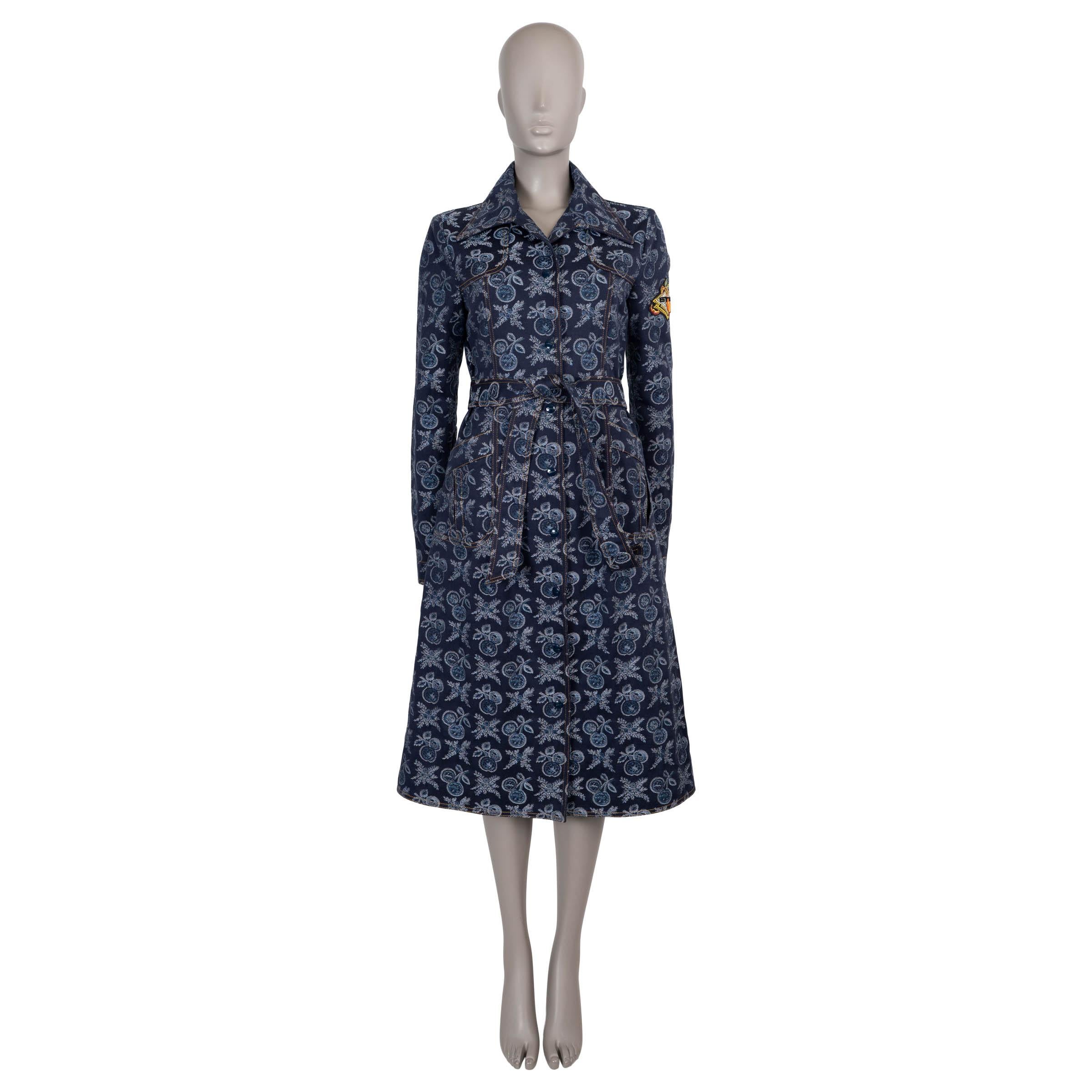 ETRO dunkel- & hellblau 2023 FRUIT JACQUARD DENIM Mantel Jacke 44 L im Zustand „Hervorragend“ im Angebot in Zürich, CH