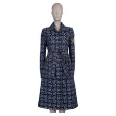 ETRO Giacca Cappotto in DENIM 2023 FRUIT JACQUARD blu scuro e chiaro 44 L.