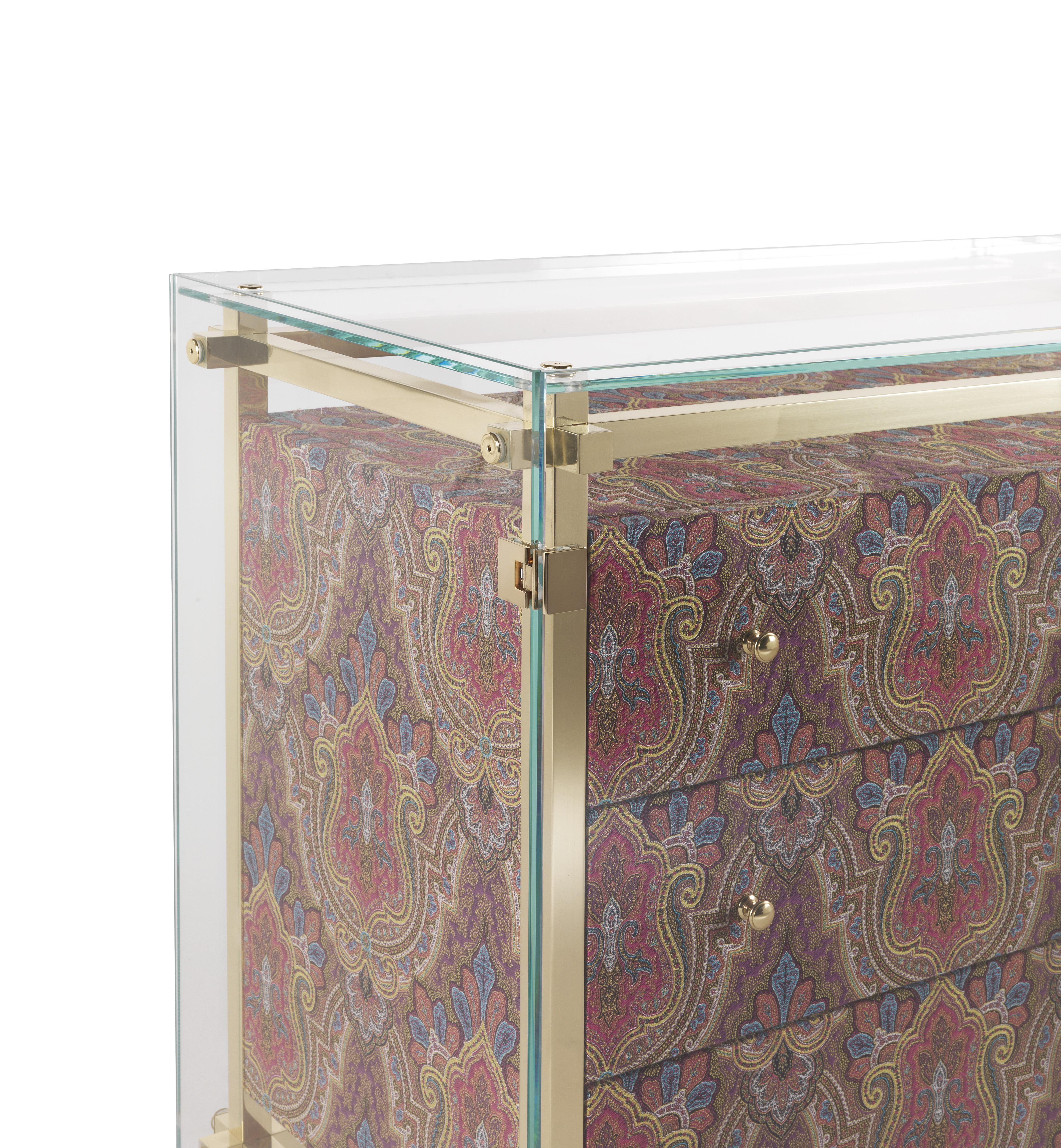 Modern Etro Home Interiors Delhi Chest of Drawers in Fabric and Polished Brass
