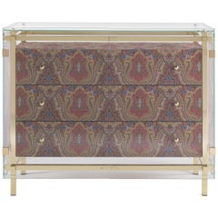Etro Home Interiors Cassettiera Delhi in tessuto e ottone lucido