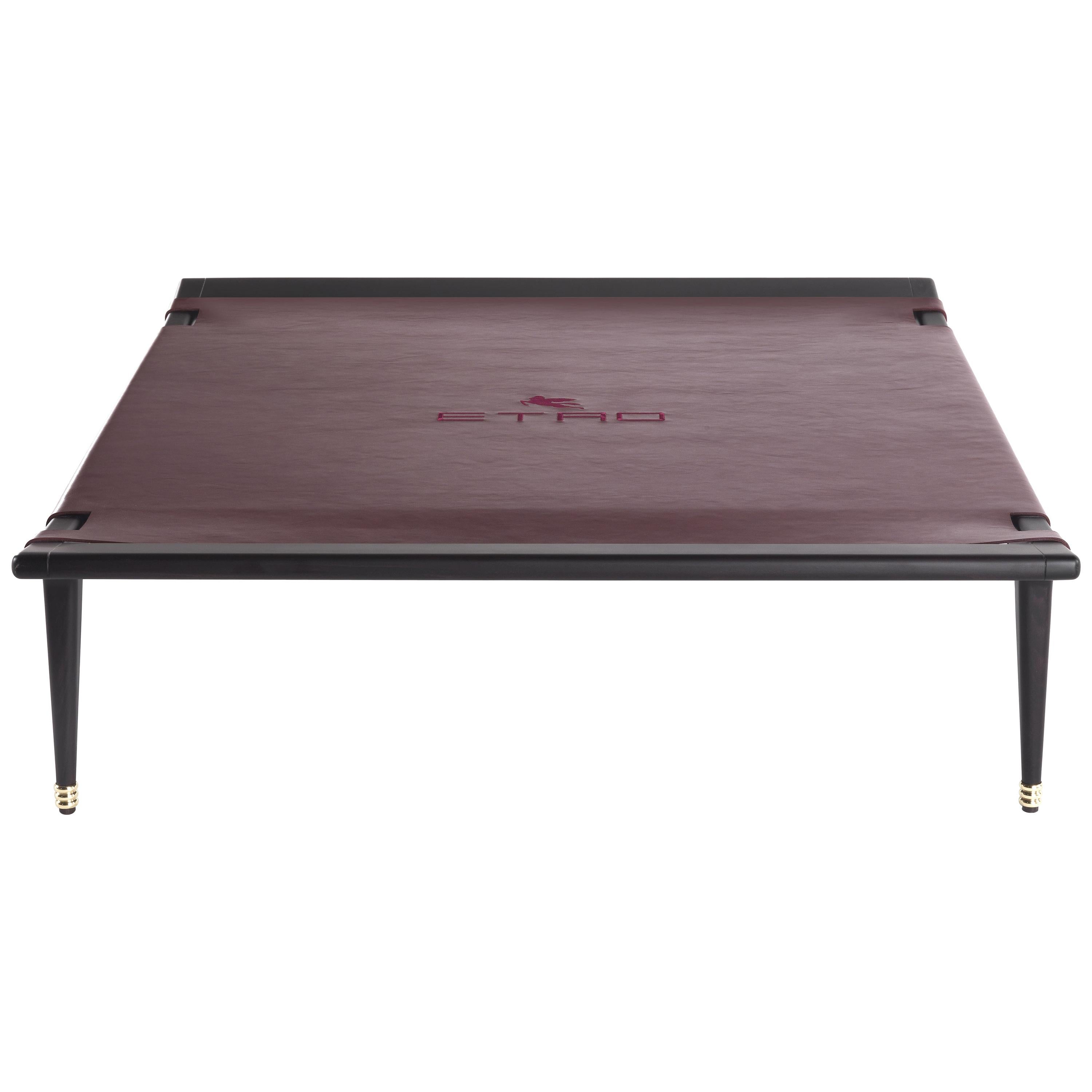 21st Century Dinka Central Table in Wood and Leather by Etro Home Interiors