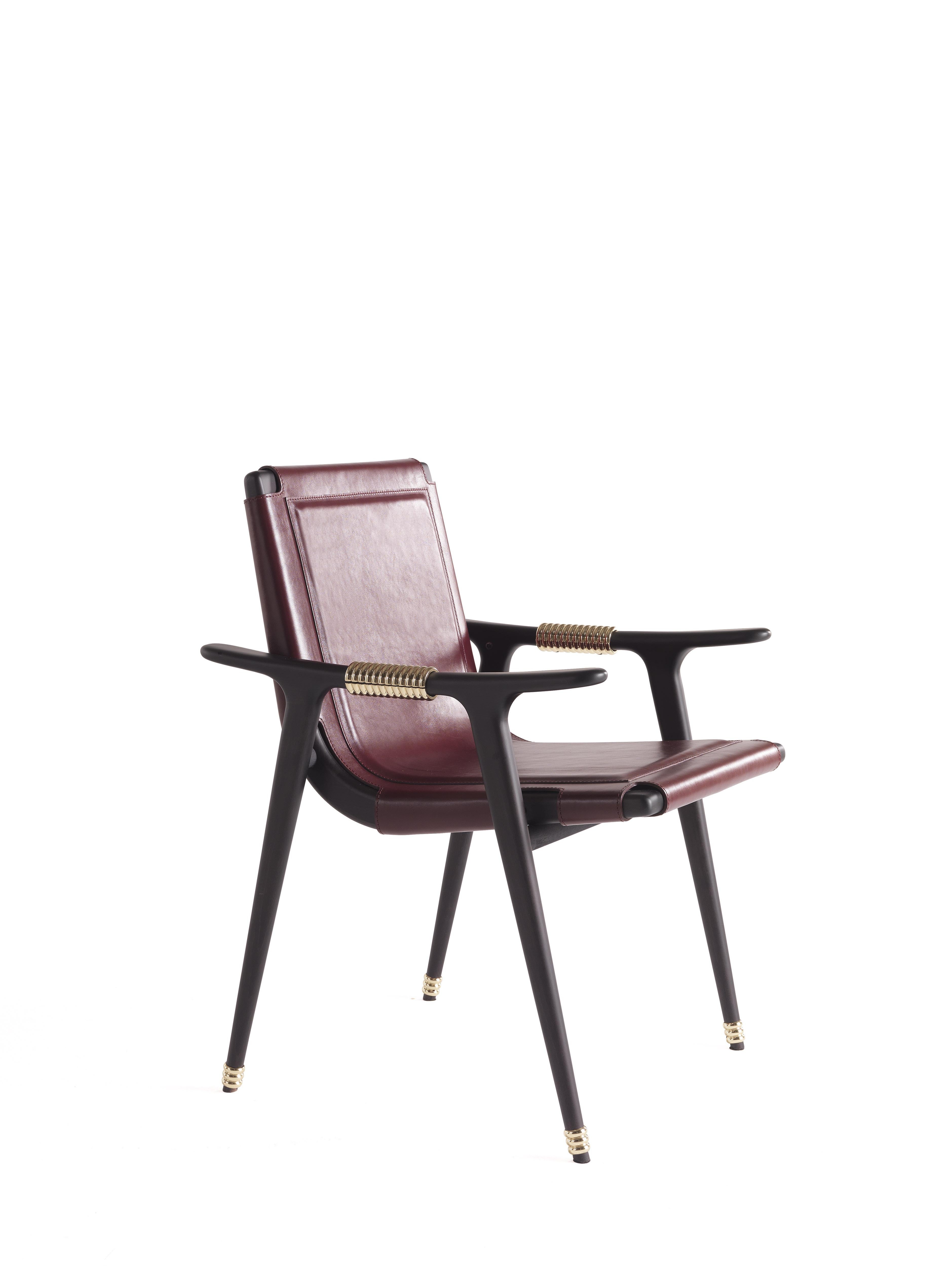 Modern 21st Century Dinka Chair with arms in Leather by Etro Home Interiors