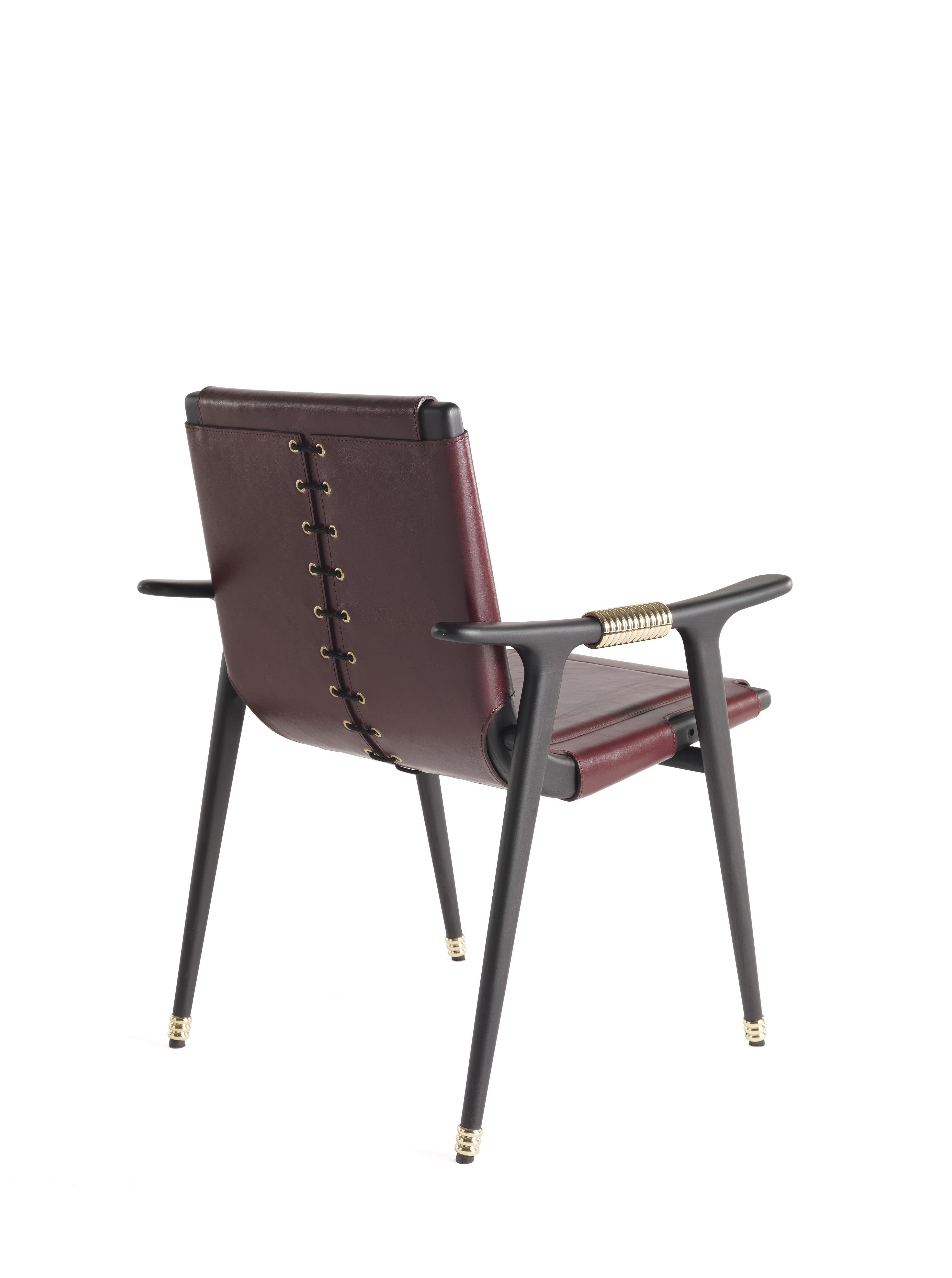 Italian 21st Century Dinka Chair with arms in Leather by Etro Home Interiors