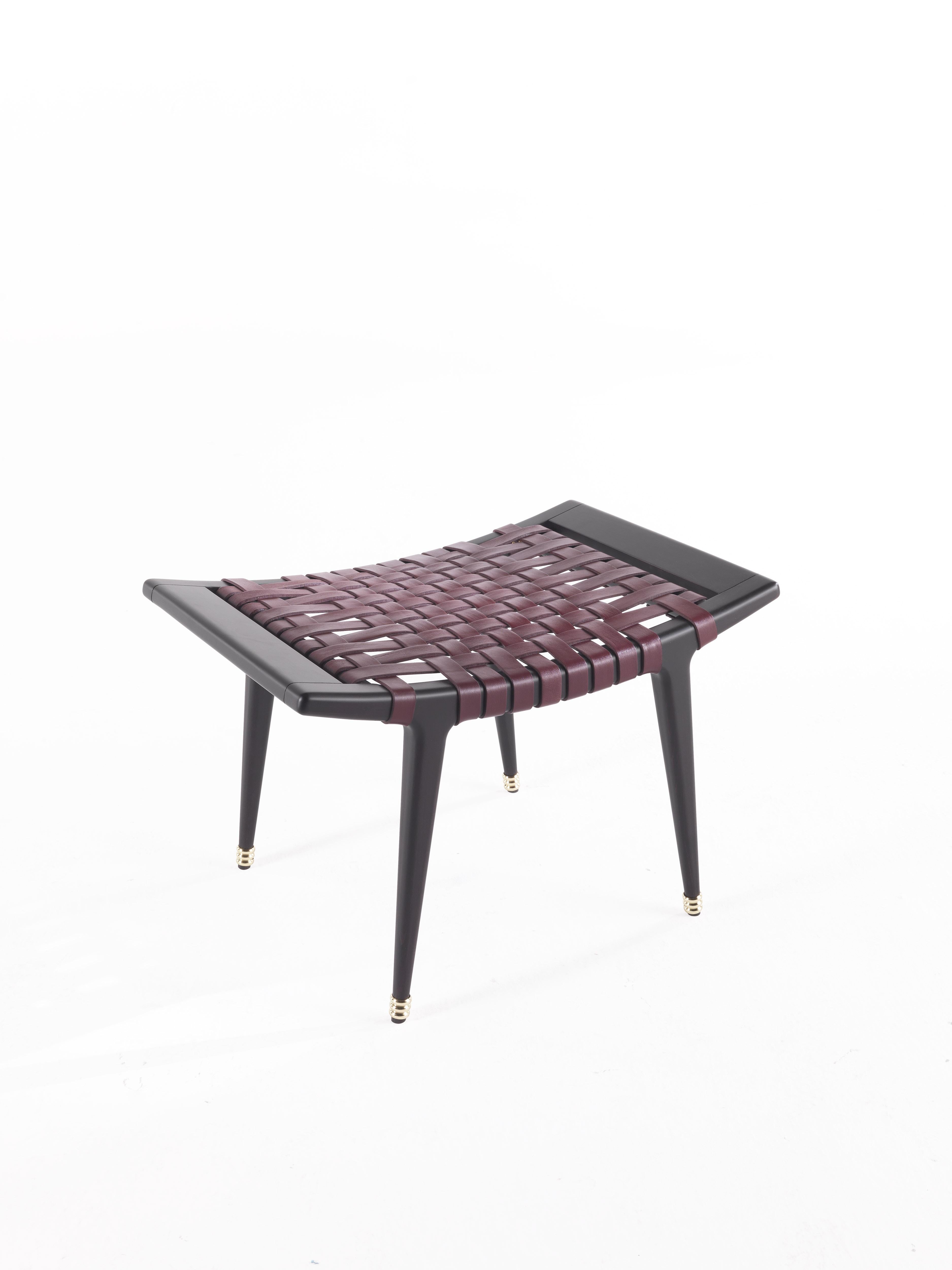 Modern 21st Century Dinka Stool in Wood and Leather by Etro Home Interiors