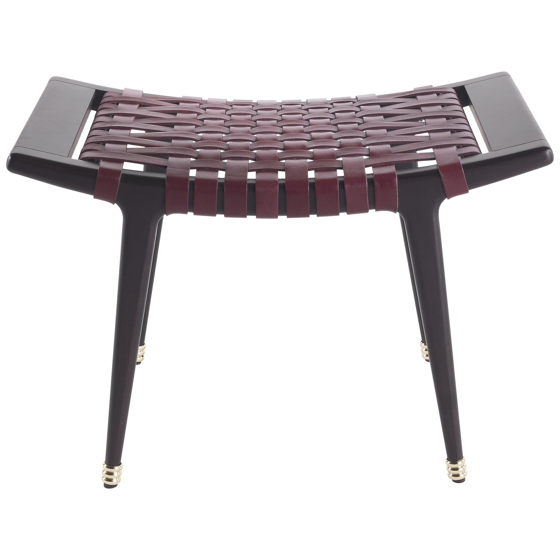 21st Century Dinka Stool in Wood and Leather by Etro Home Interiors
