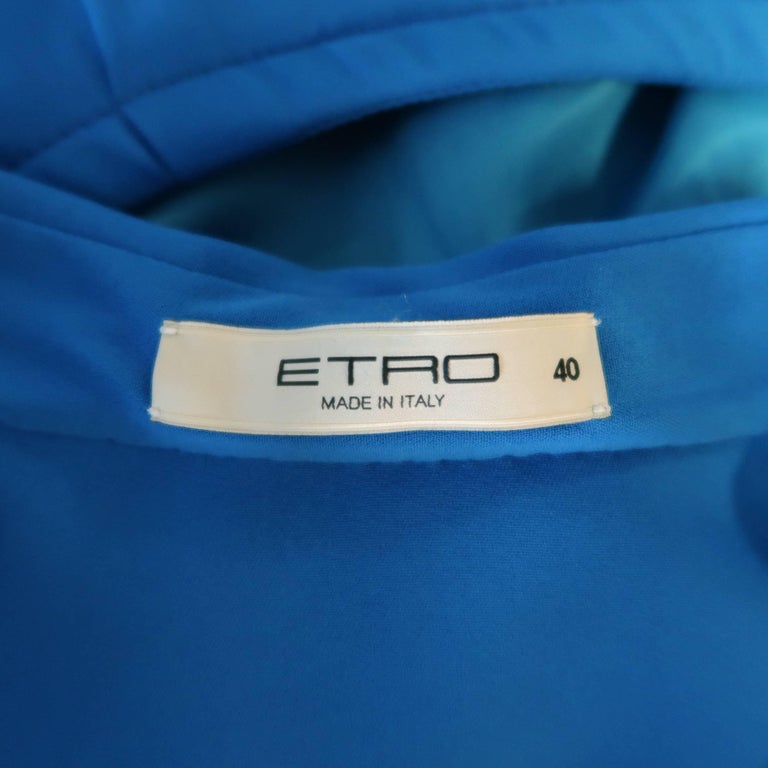 ETRO Dress - Size 4 Aqua Blue SLeeveless Half Button Sash Belt Dress at ...