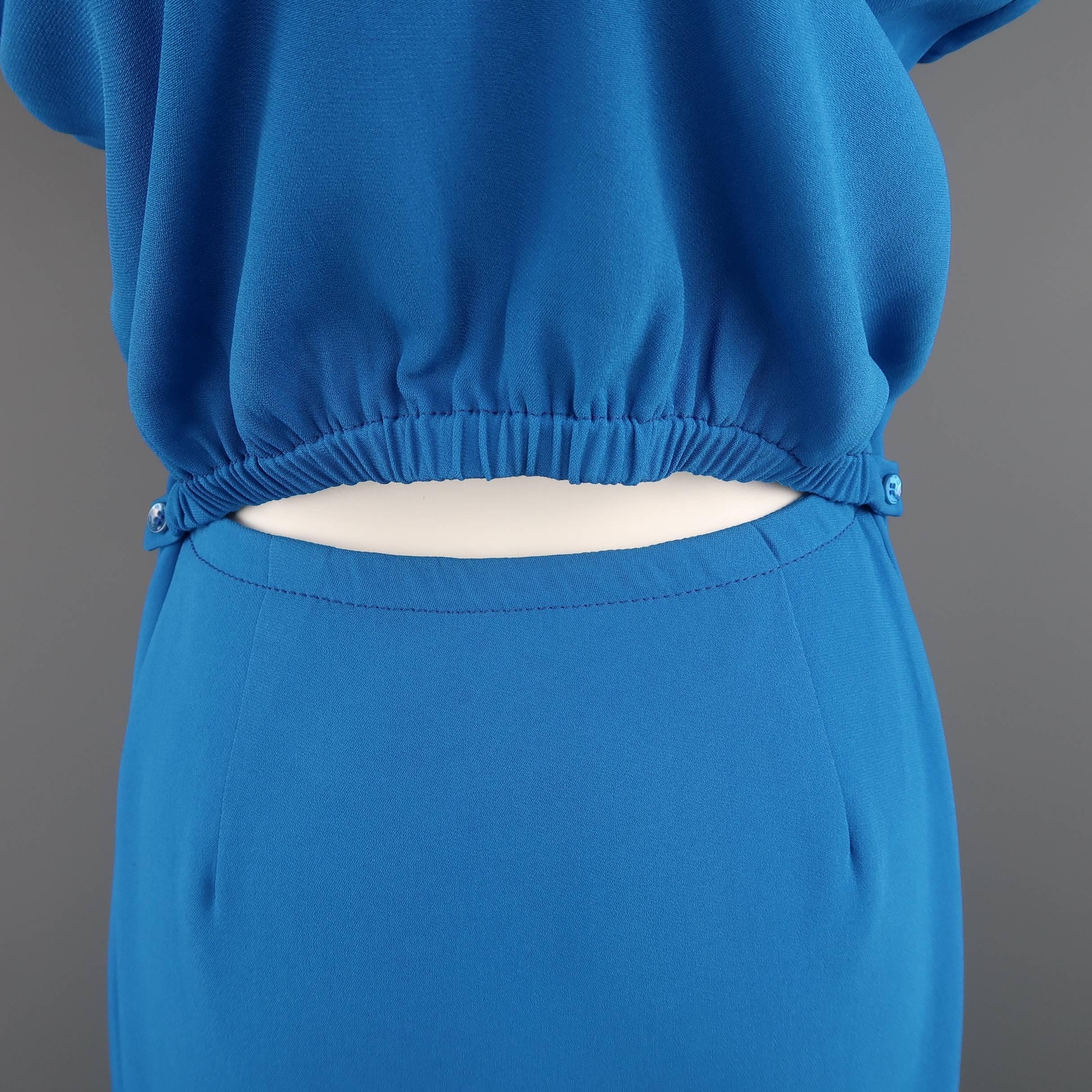 ETRO Dress - Size 4 Aqua Blue SLeeveless Half Button Sash Belt Dress 4