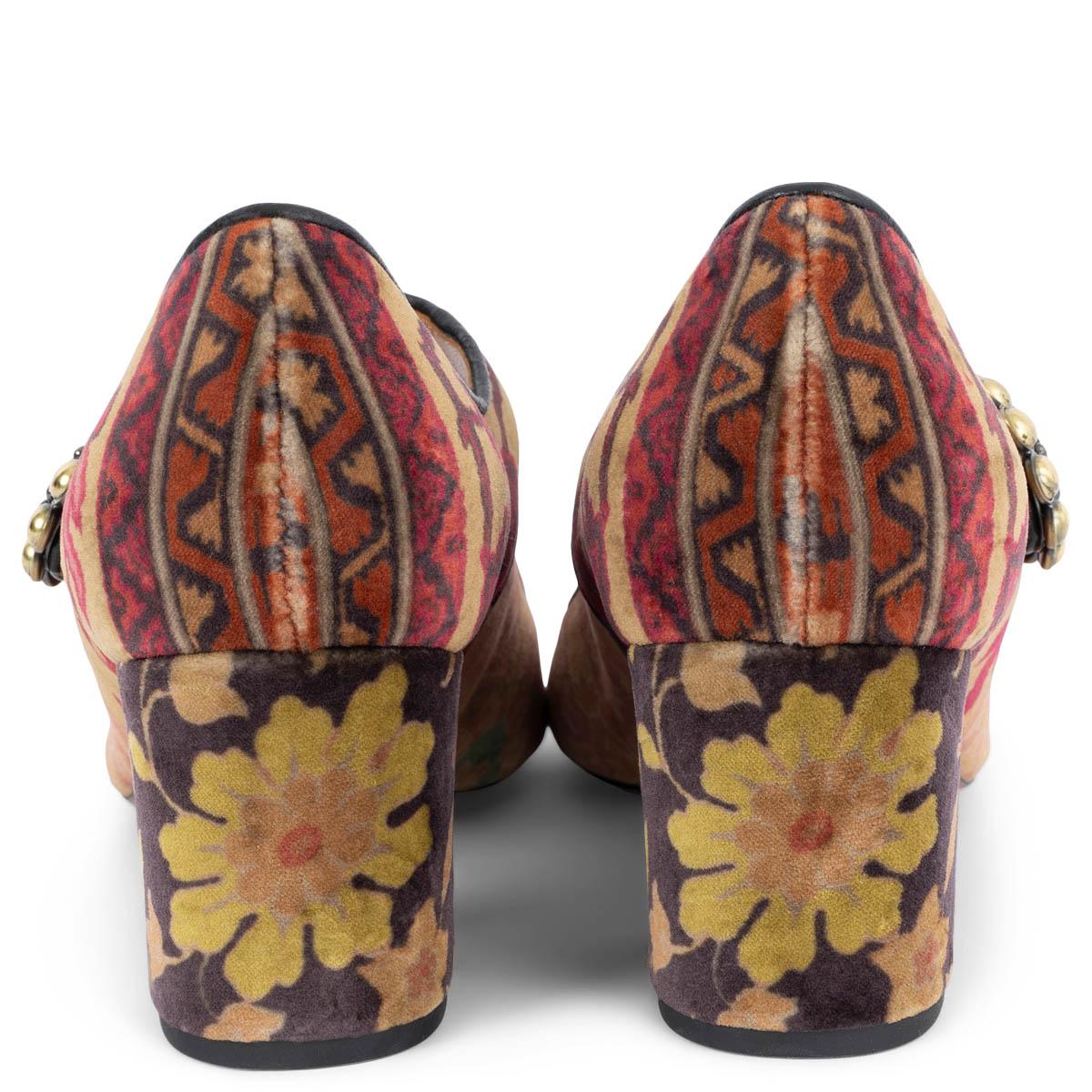 Women's ETRO earthy FLORAL VELVET MARY JANE Pumps Shoes 38