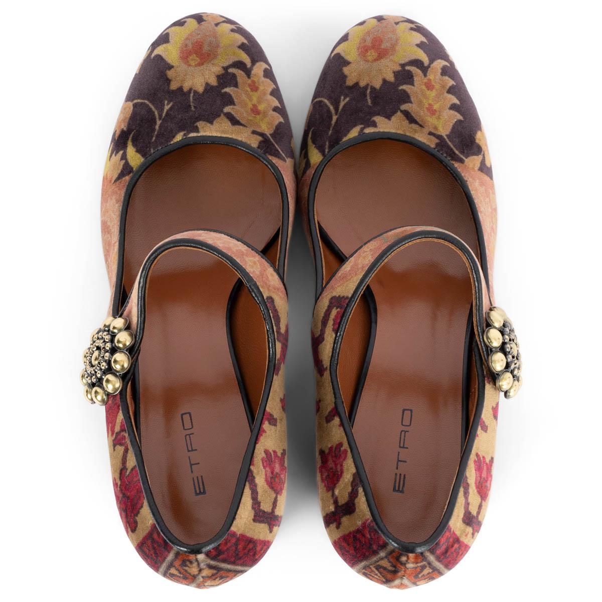 ETRO earthy FLORAL VELVET MARY JANE Pumps Shoes 38 1