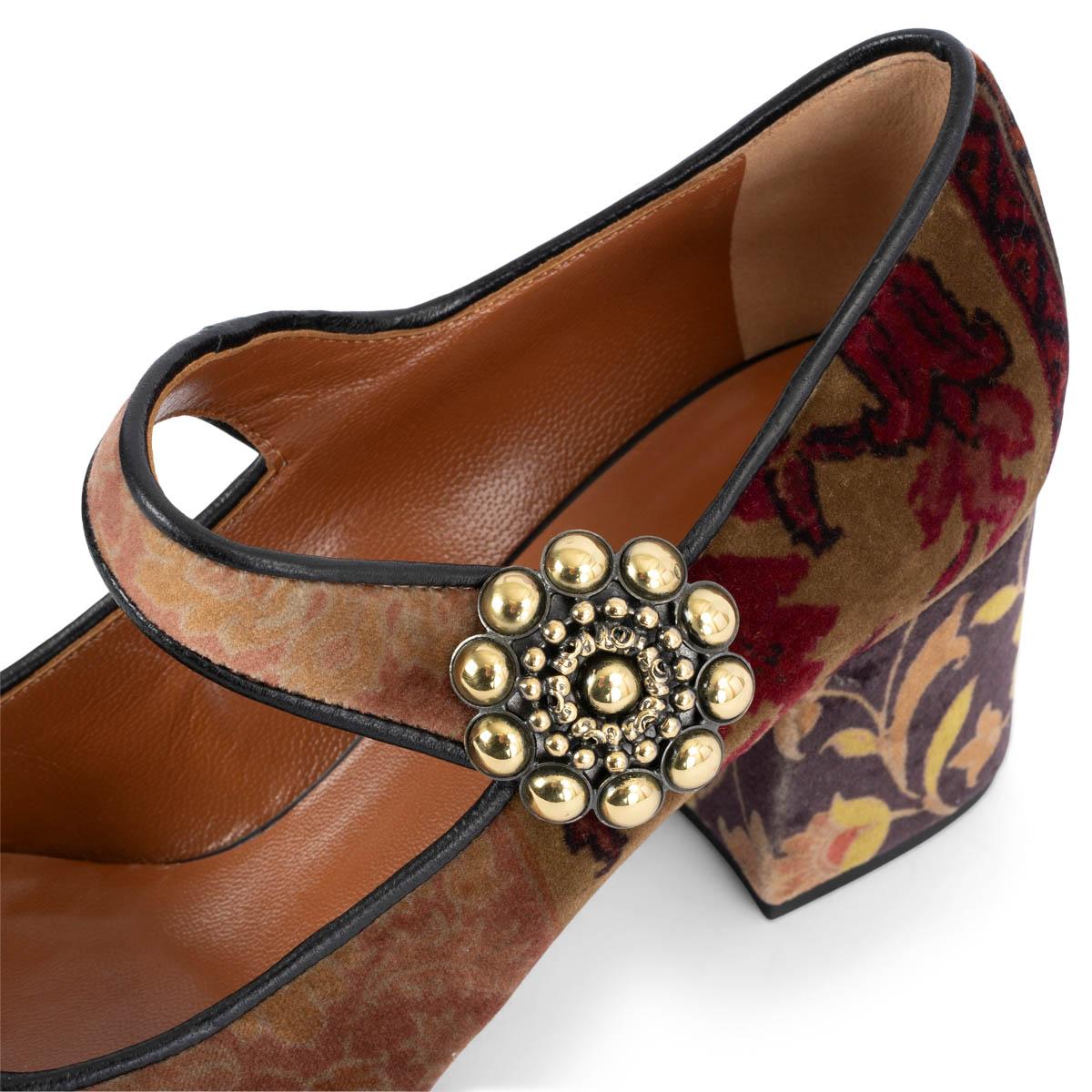 ETRO earthy FLORAL VELVET MARY JANE Pumps Shoes 38 3