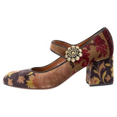 ETRO earthy FLORAL VELVET MARY JANE Pumps Shoes 38