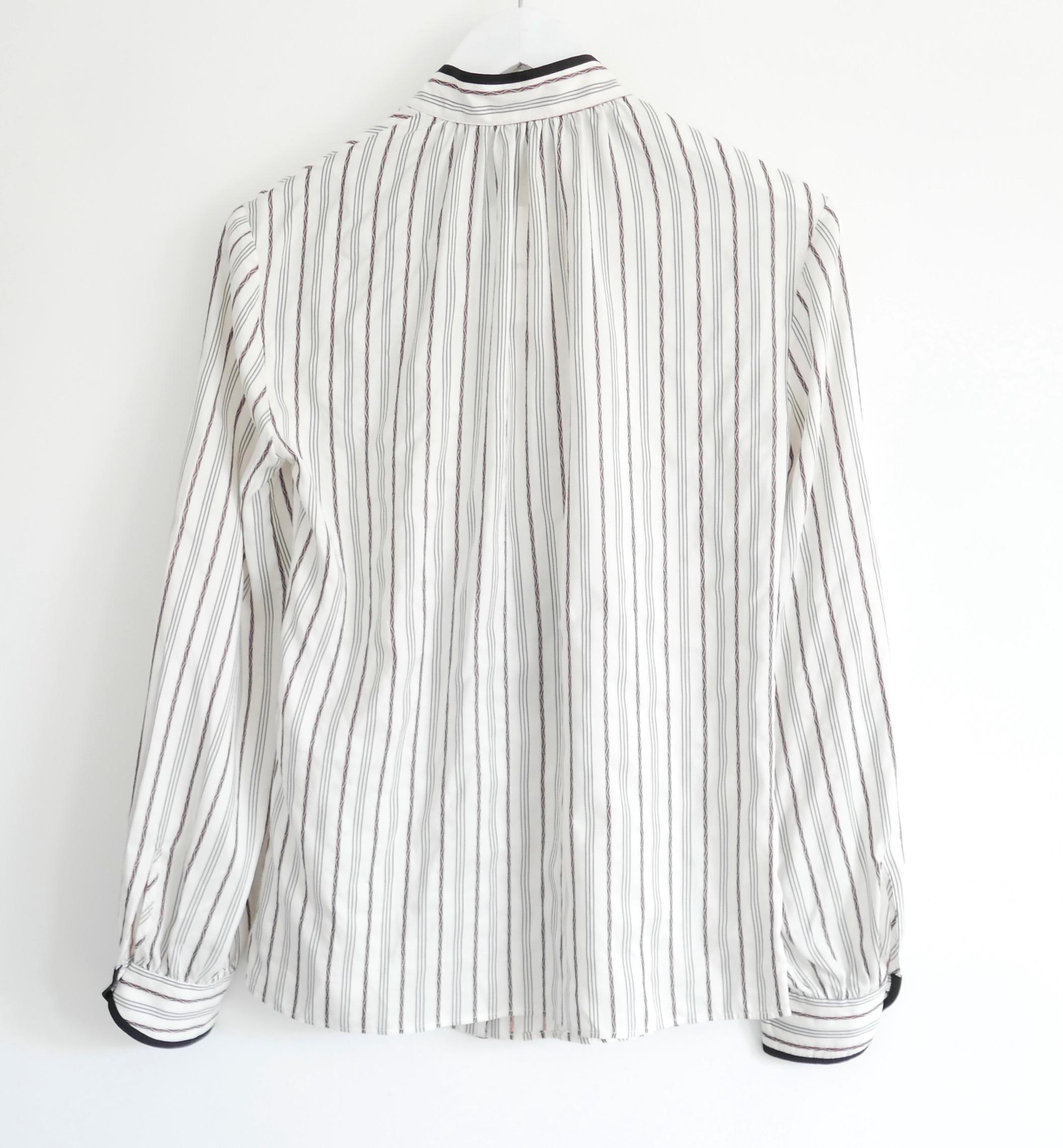 Etro Embroidered Detail Striped Silk Blouse In New Condition For Sale In London, GB