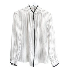 Etro Embroidered Detail Striped Silk Blouse