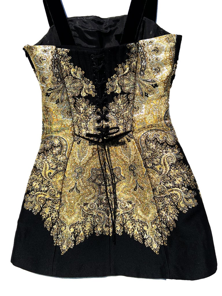 slim fit dress slacks Off-Shoulder Corset Mini Dress with Gold Embellishments main image 1