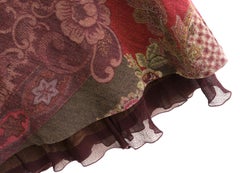Etro Fall 2003 Wool Paisley Silk Hem Skirt