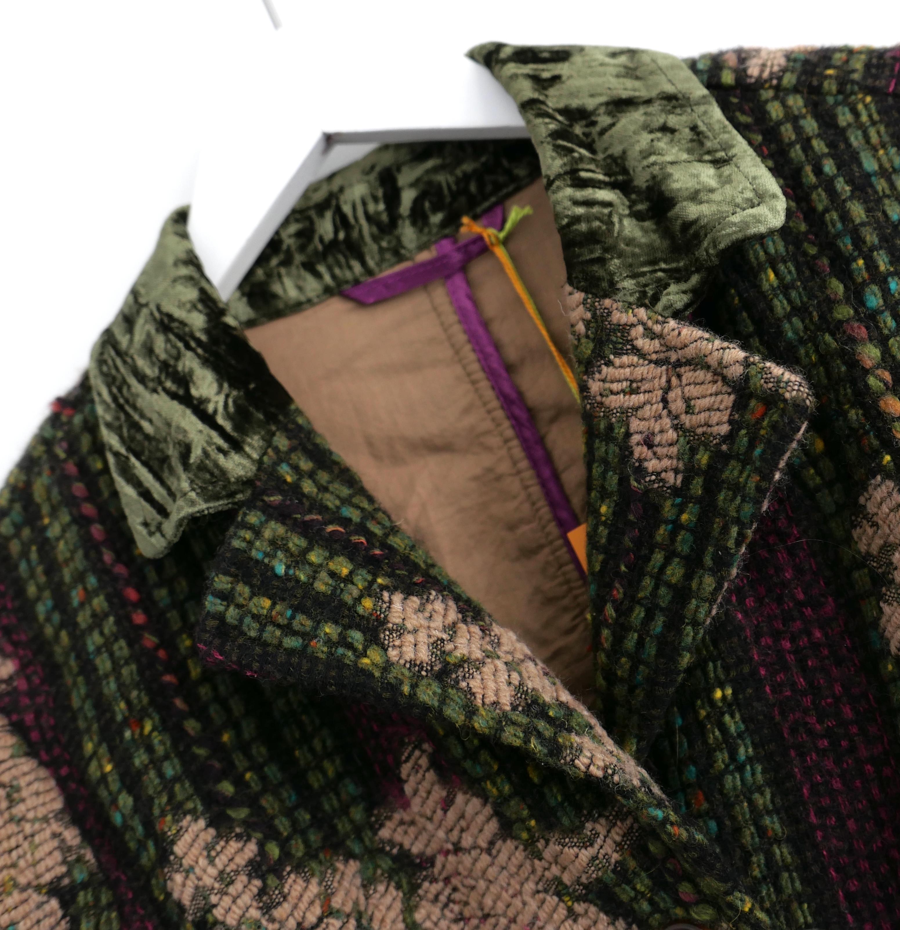 Black Etro Fall 2004 Wool Floral Brocade Blazer Jacket For Sale