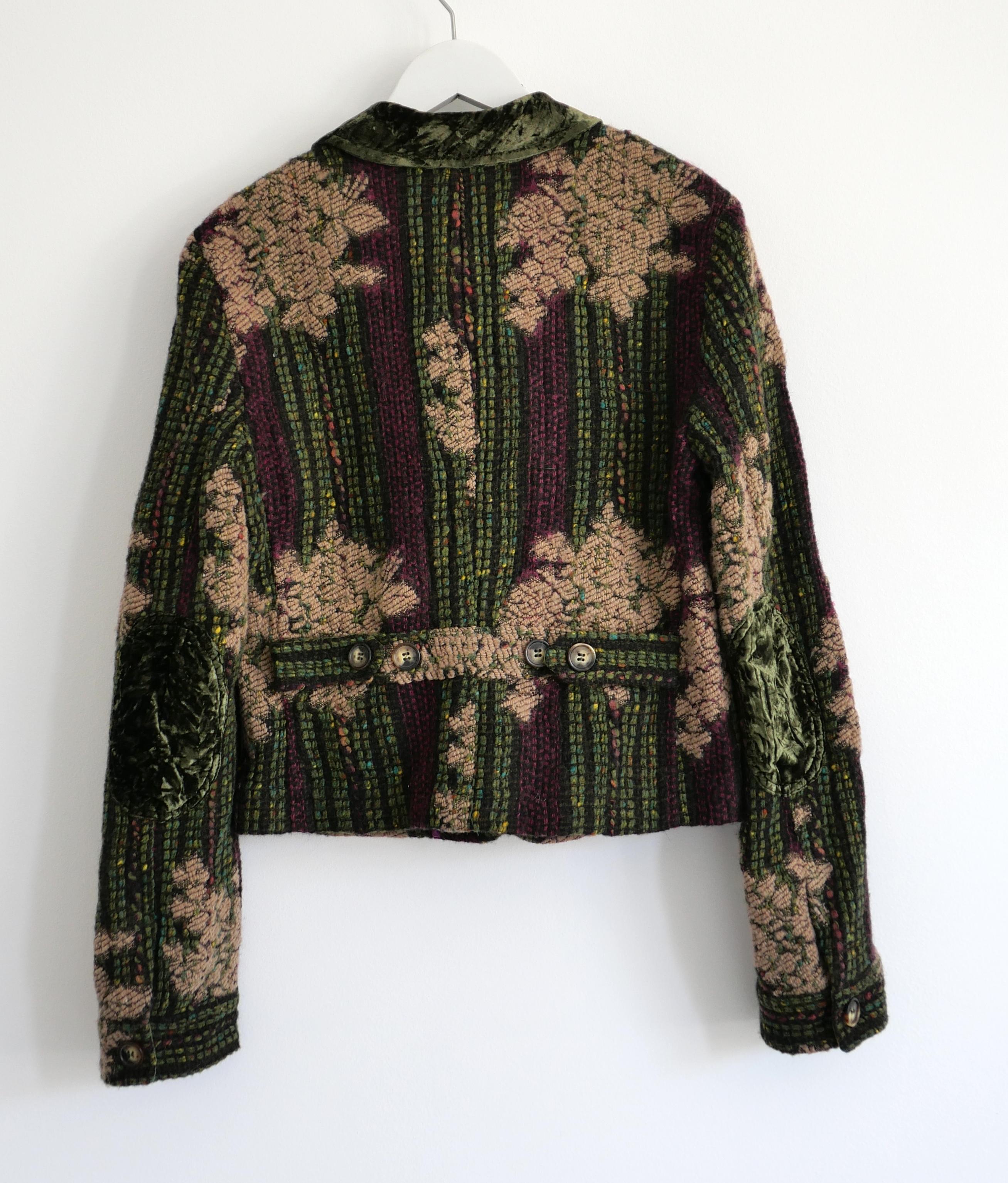 Etro Fall 2004 Wool Floral Brocade Blazer Jacket For Sale 1