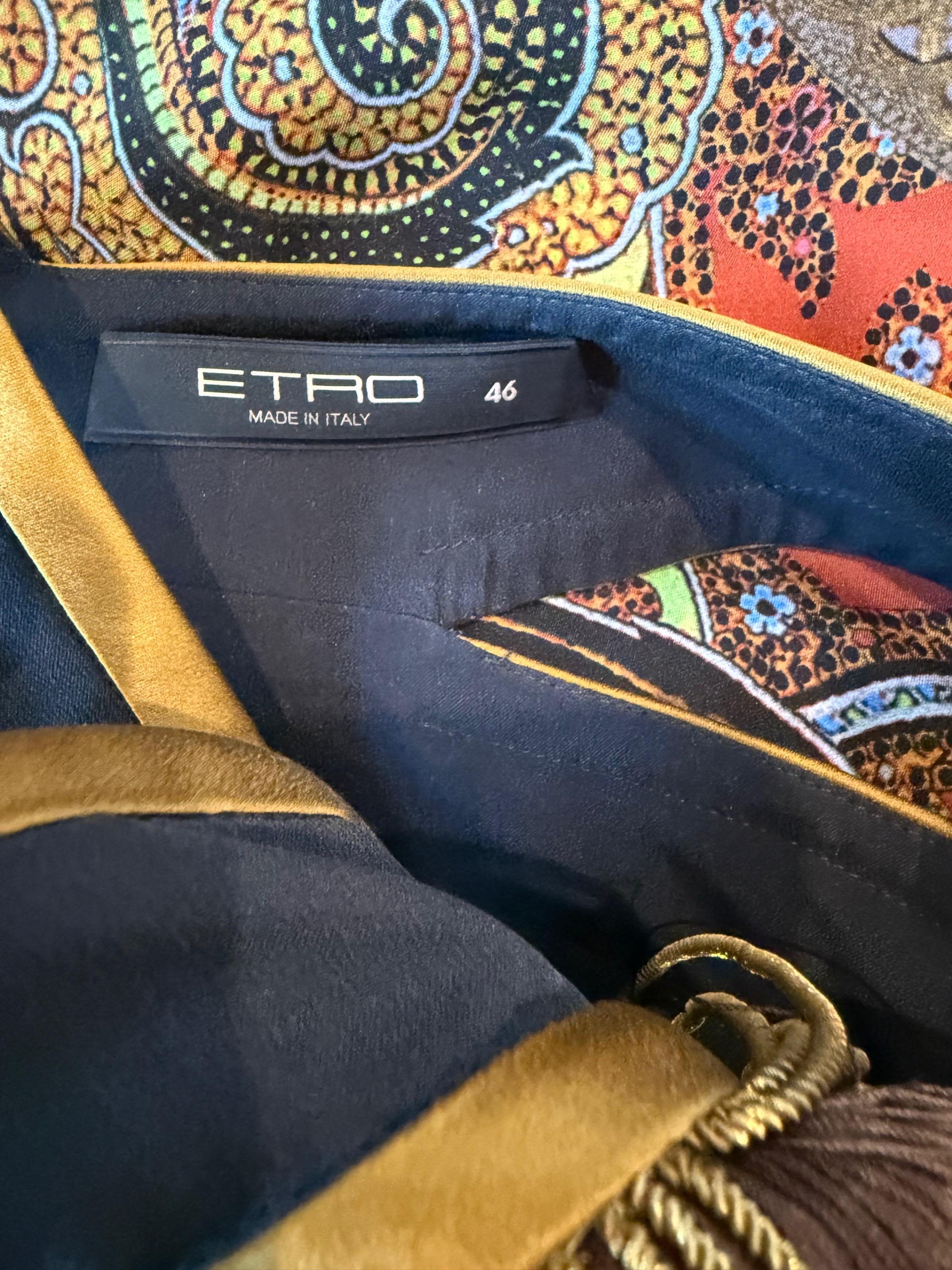 Brown Etro Fall 2009 Runway Size 46 / 8 Paisley Silk Chiffon Cleopatra Gown Dress For Sale
