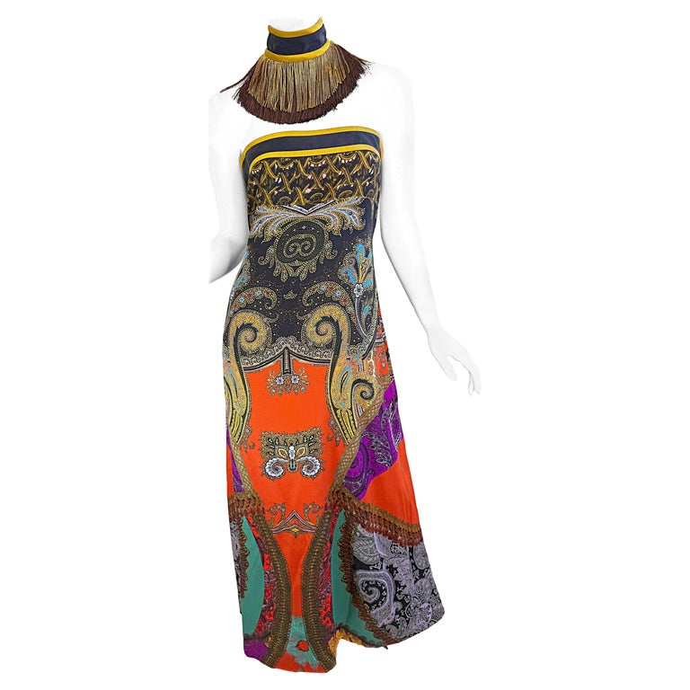 Etro Fall 2009 Runway Size 46 / 8 Paisley Silk Chiffon Cleopatra Gown Dress For Sale at 1stDibs Etro Fall 2009 Runway Size 46 / 8 Paisley Silk Chiffon Cleopatra Gown Dress For Sale at 1stDibs