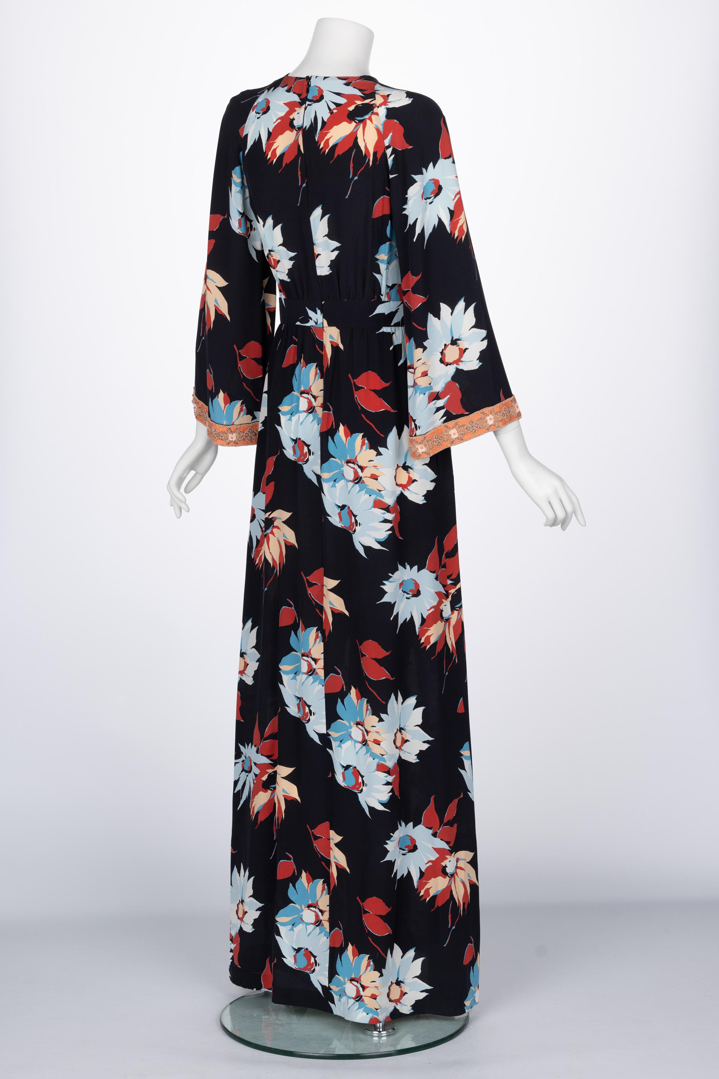 Etro Floral Beaded Trim Maxi Dress For Sale 1