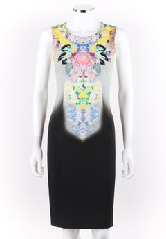 ETRO Caleidoscopio Floral Gris Ombre Sin Mangas Vestido de Cóctel NWT