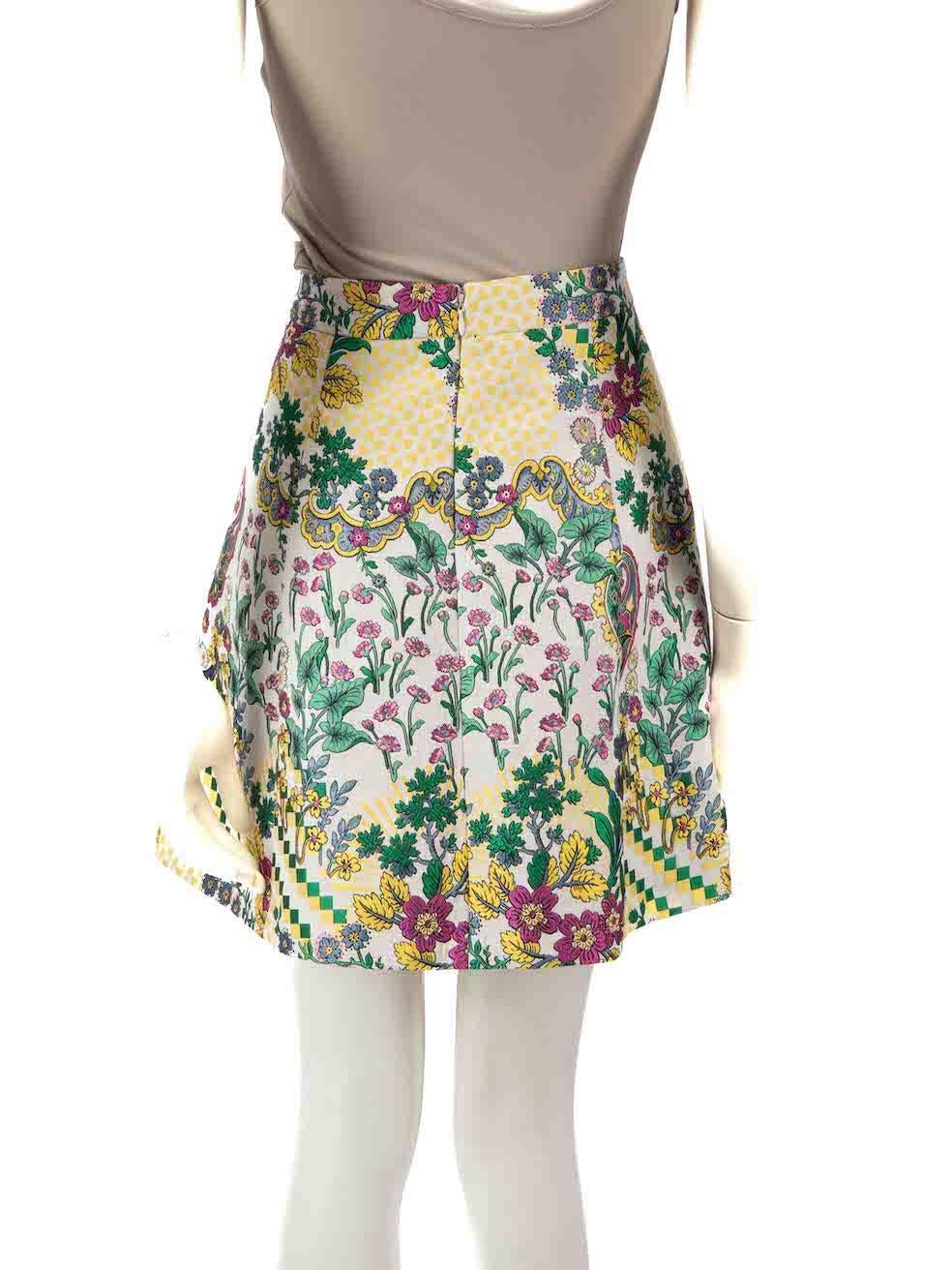 Beige Etro Floral Paisley Embroidered Mini Skirt Size M