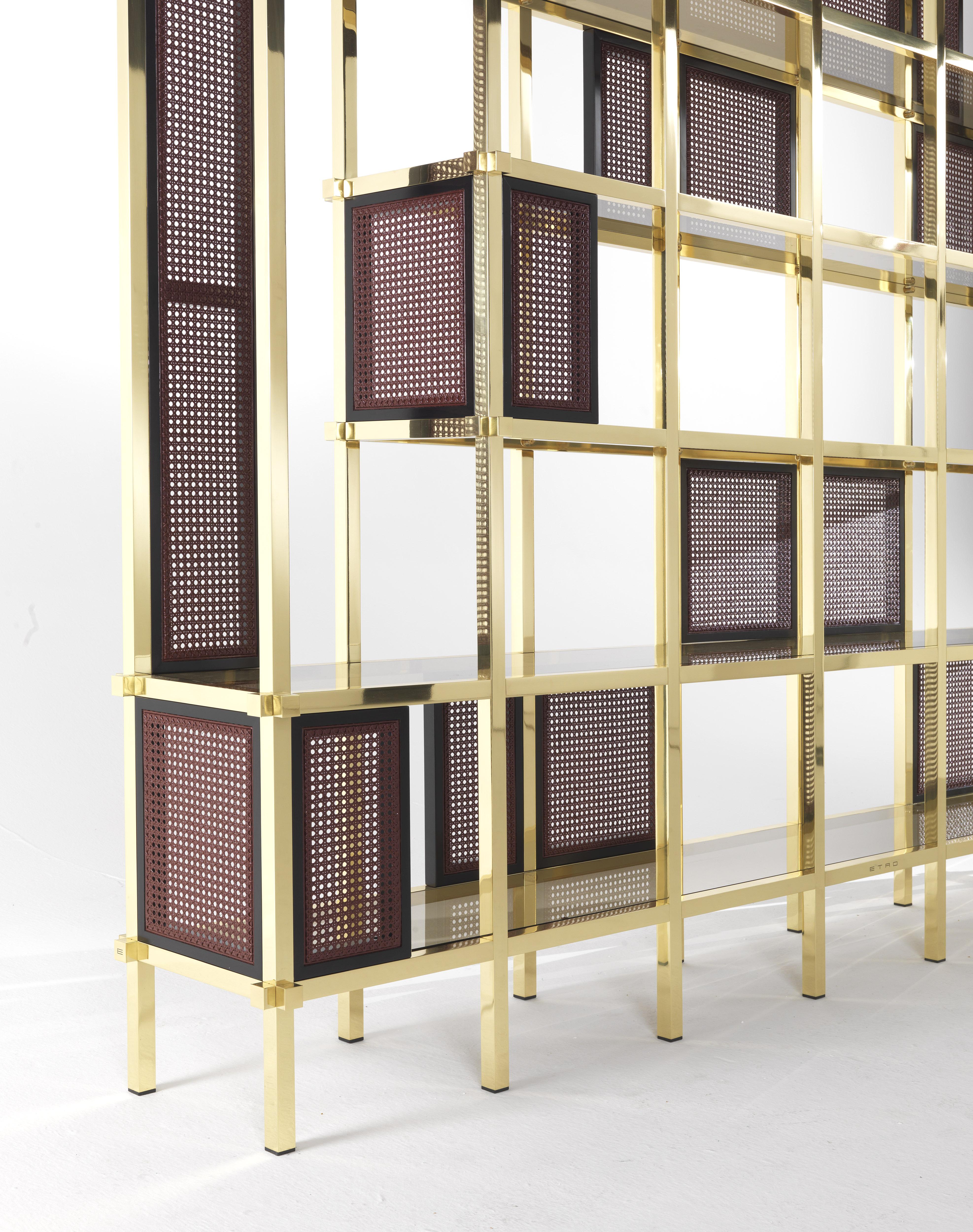 Modern Etro Home Interiors Fonda Bookcase in Wood and Brass
