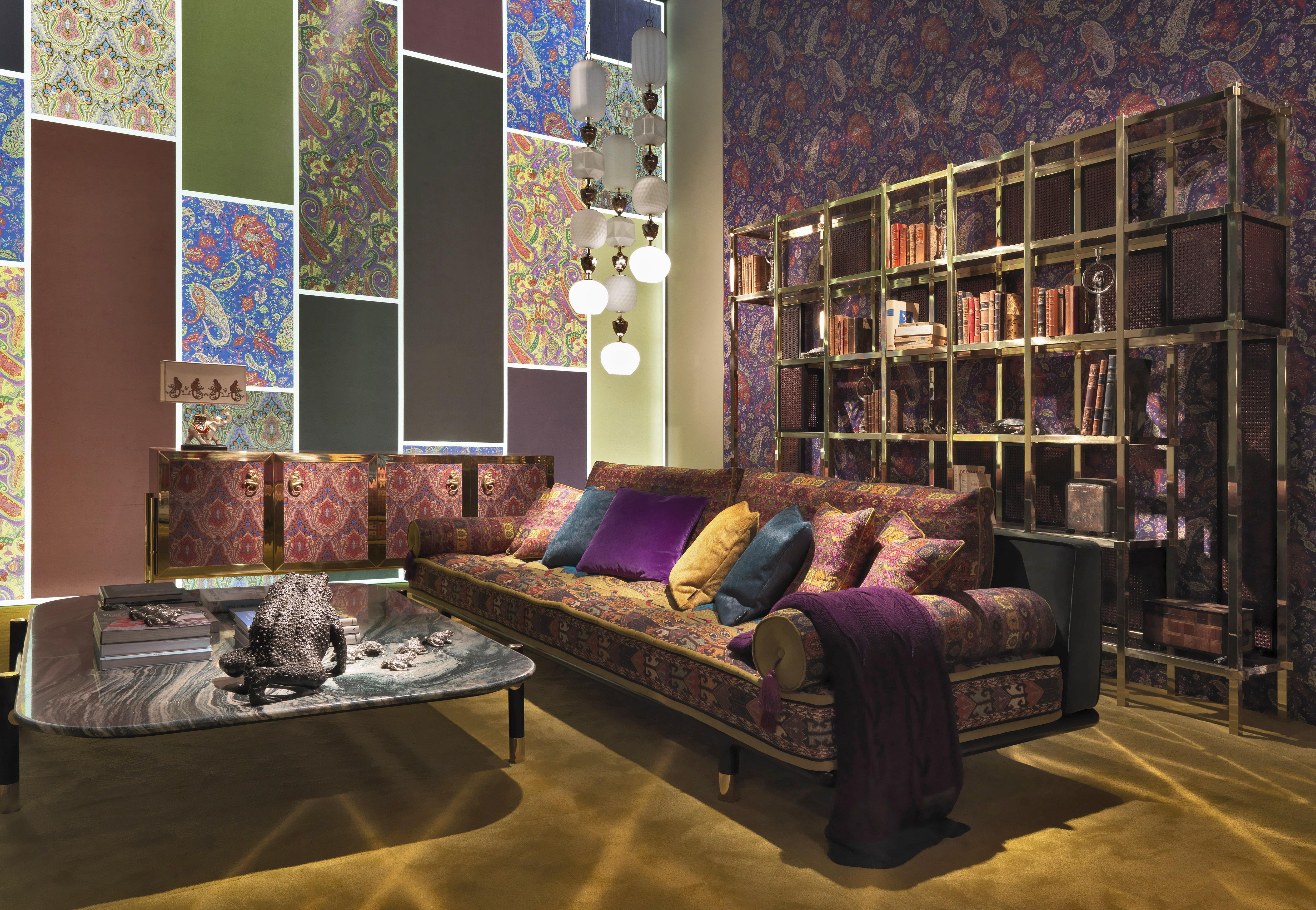 Contemporary Etro Home Interiors Fonda Bookcase in Wood and Brass