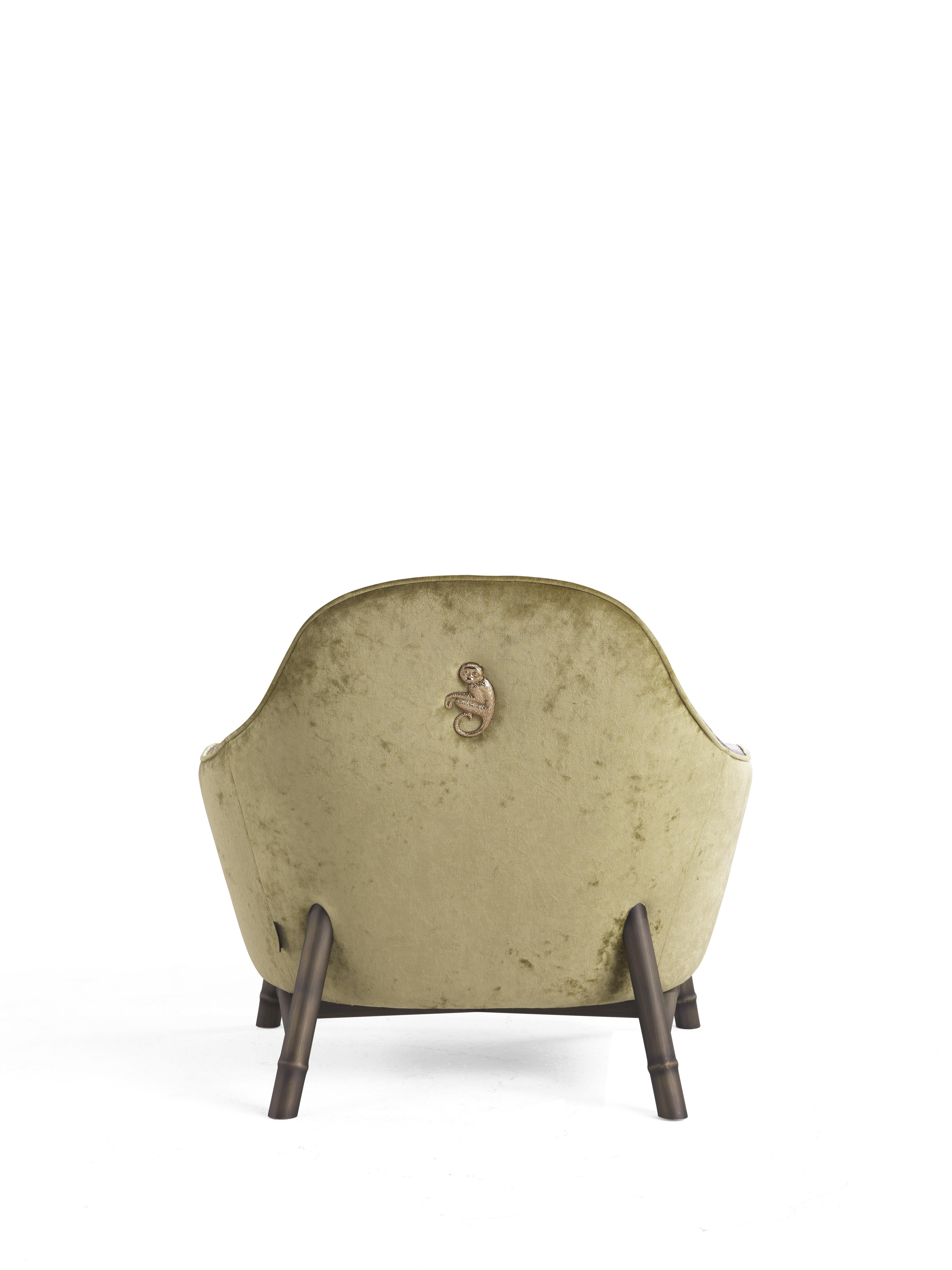 Italian 21st Century Frida Armchair in Fabric and Metal by Etro Home Interiors For Sale