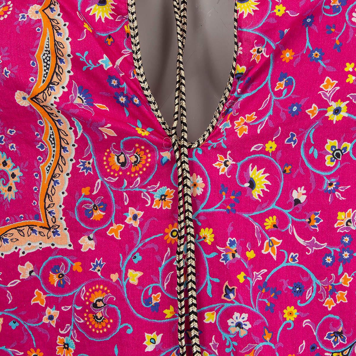 Women's ETRO fuchsia pink cotton MICRO-FLORAL PESANT TUNIC Blouse Shirt 44 L For Sale