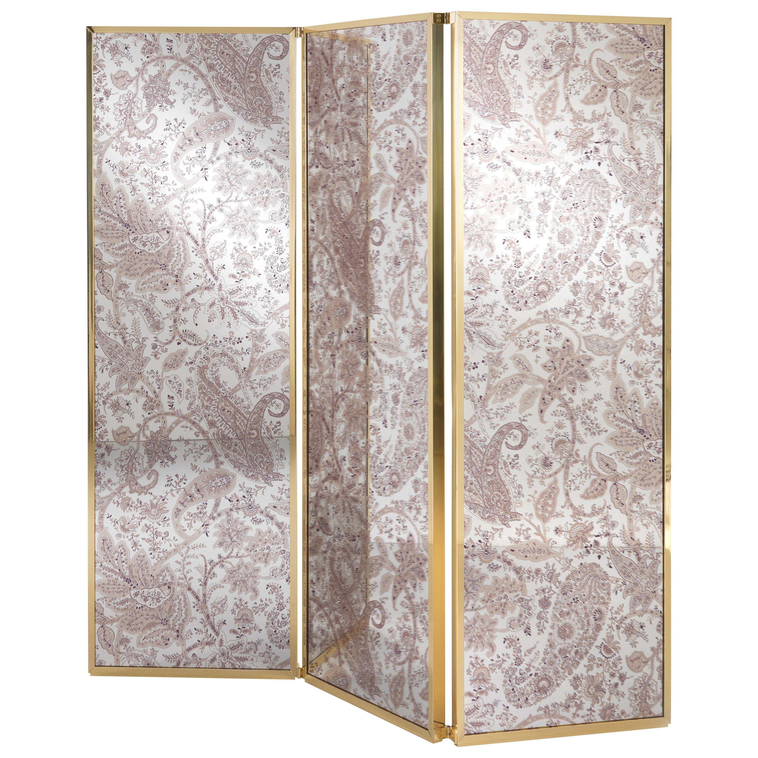 21st Century Gathi Screen in Brass and Fabric by Etro Home Interiors