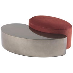 Etro Home Interiors Goa Poufs in Leather and Metal
