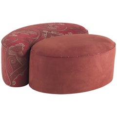 Etro Home Interiors Goa Pouf in Fabric and Leather