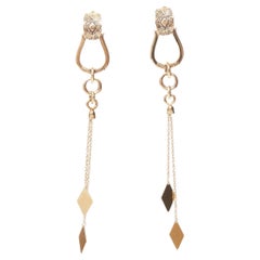 ETRO gold ethnic carvings charm chain drop clip on earring Single
