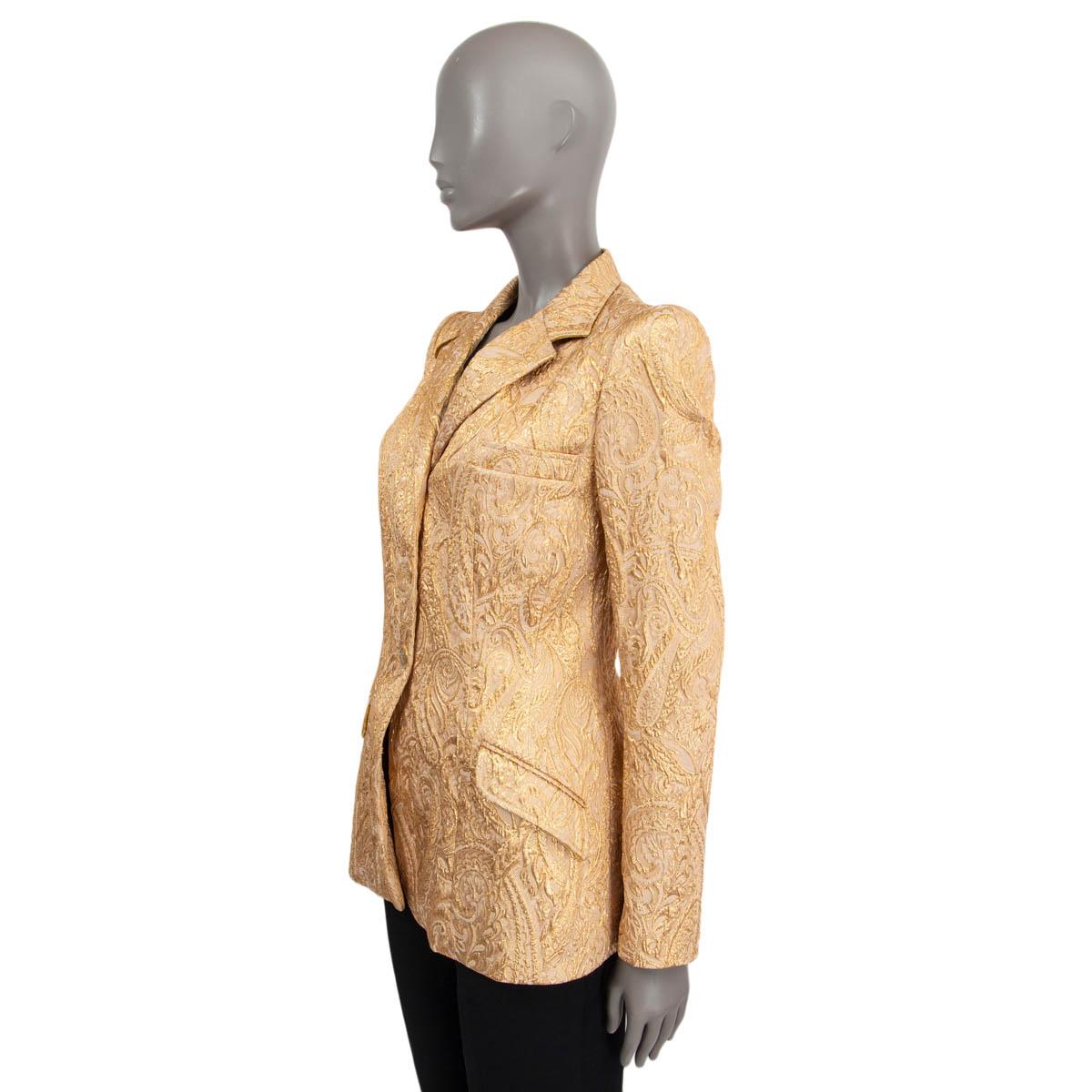 Women's ETRO gold PAISLEY BROCADE FITTED Blazer Jacket S