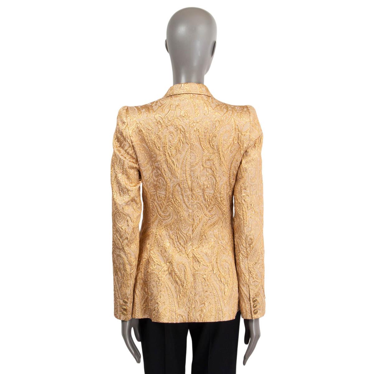 ETRO gold PAISLEY BROCADE FITTED Blazer Jacket S 1