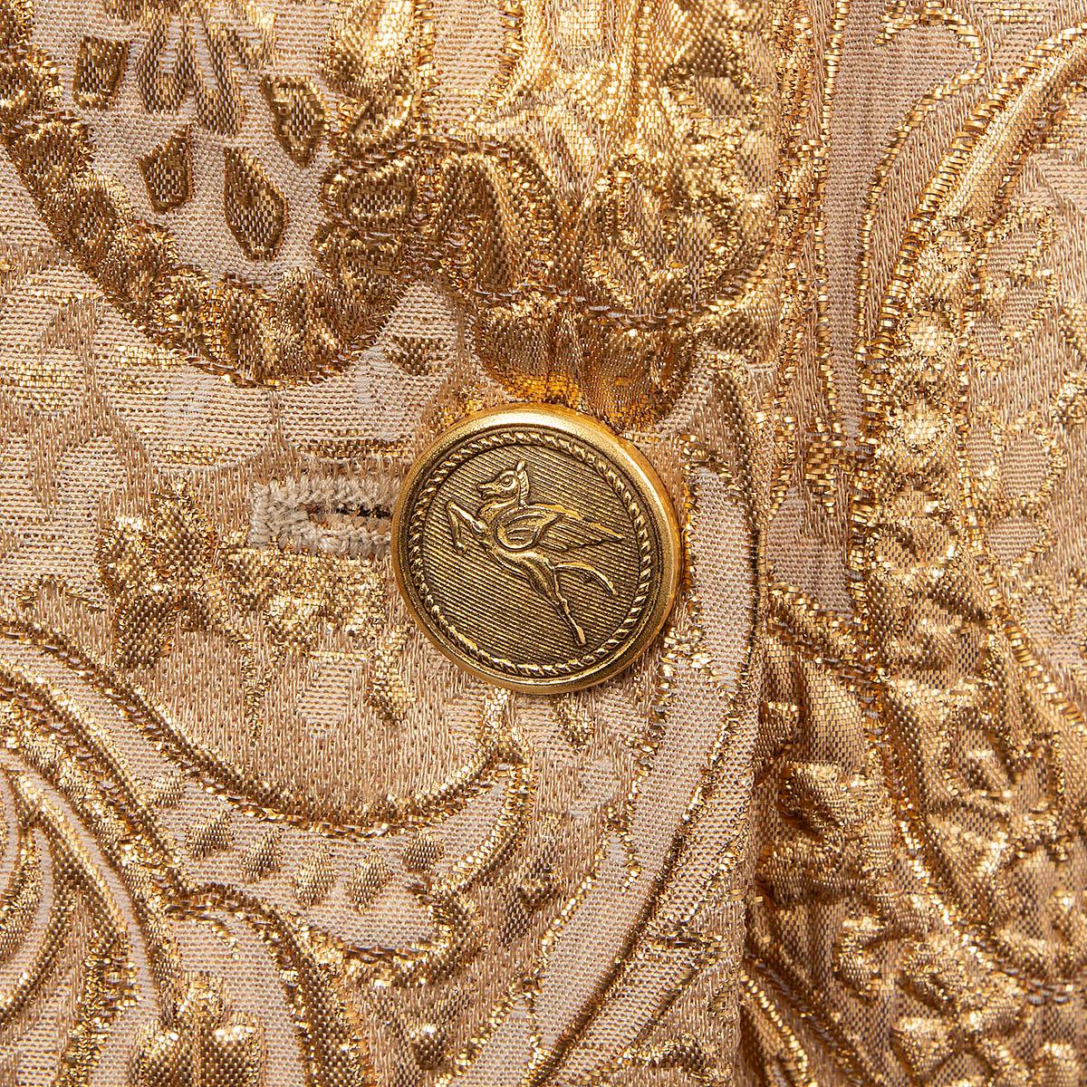 ETRO gold PAISLEY BROCADE FITTED Blazer Jacket S 2