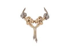 Etro Runway Gold & Silver Tone Brass Twisted Statement Necklace