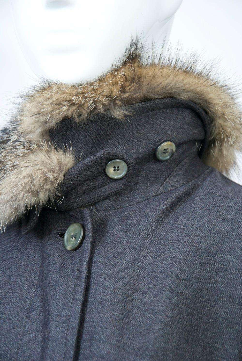 Etro Gray Wool/Paisley Coat with Handkerchief Hem 5