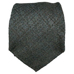 ETRO Green Black Textured Silk Tie