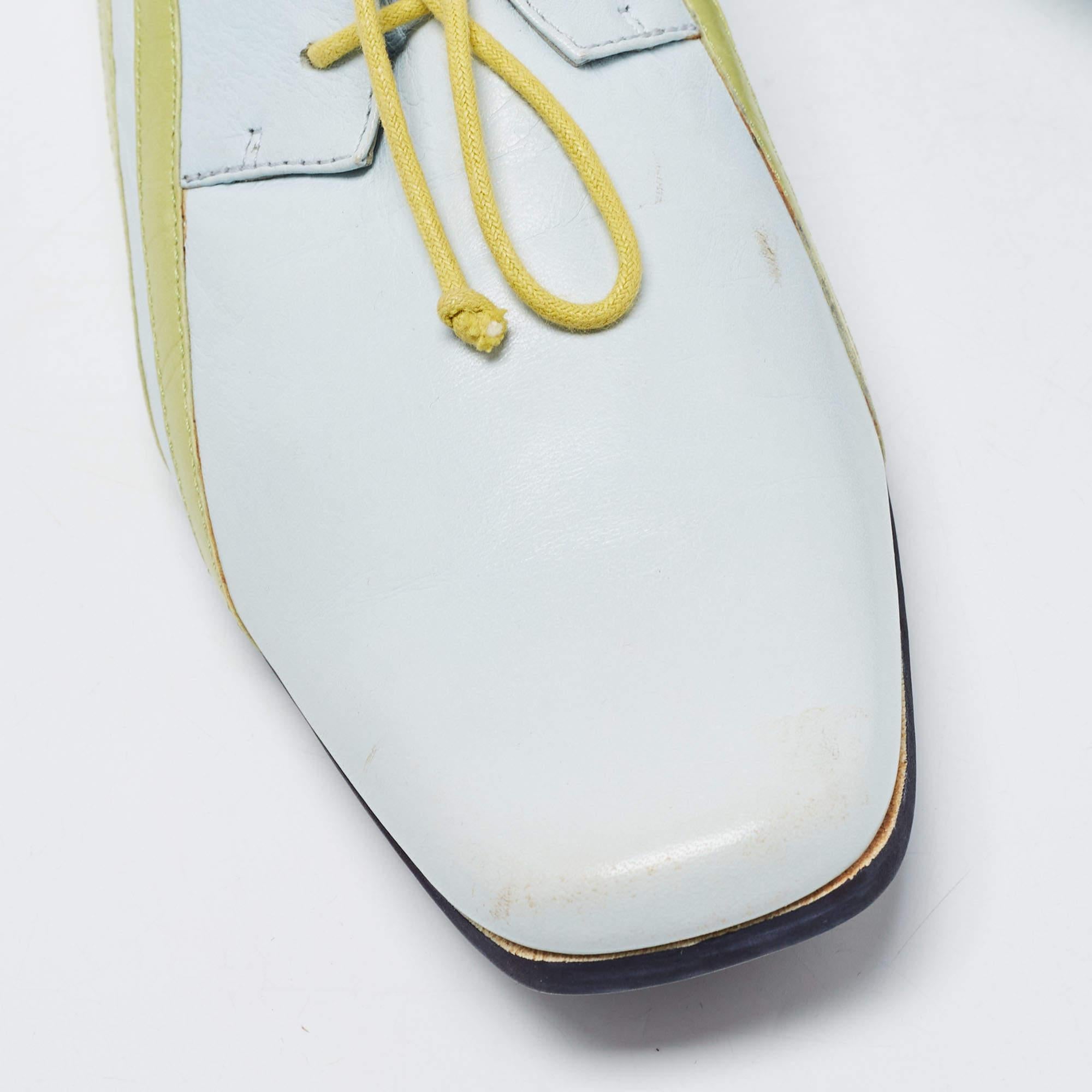 Etro Green/Blue Leather Lace Oxfords Size 39 For Sale 3