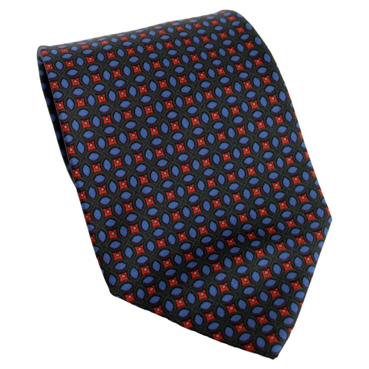 Etro Grün Blau Seide Vintage Klassische Krawatte im Angebot