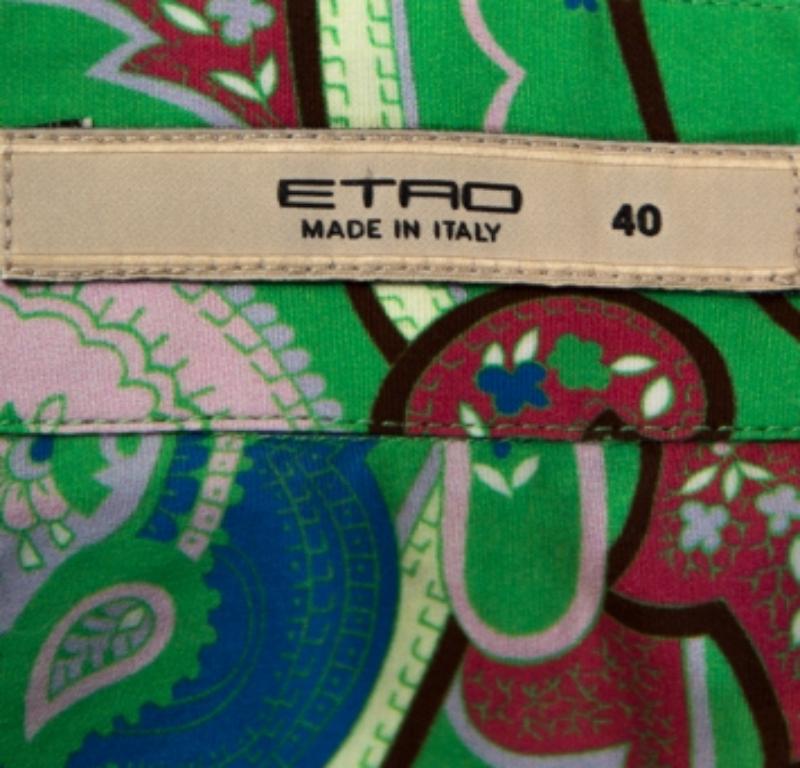 Etro - Chemise en coton extensible à imprimé floral cachemire vert S Pour femmes en vente
