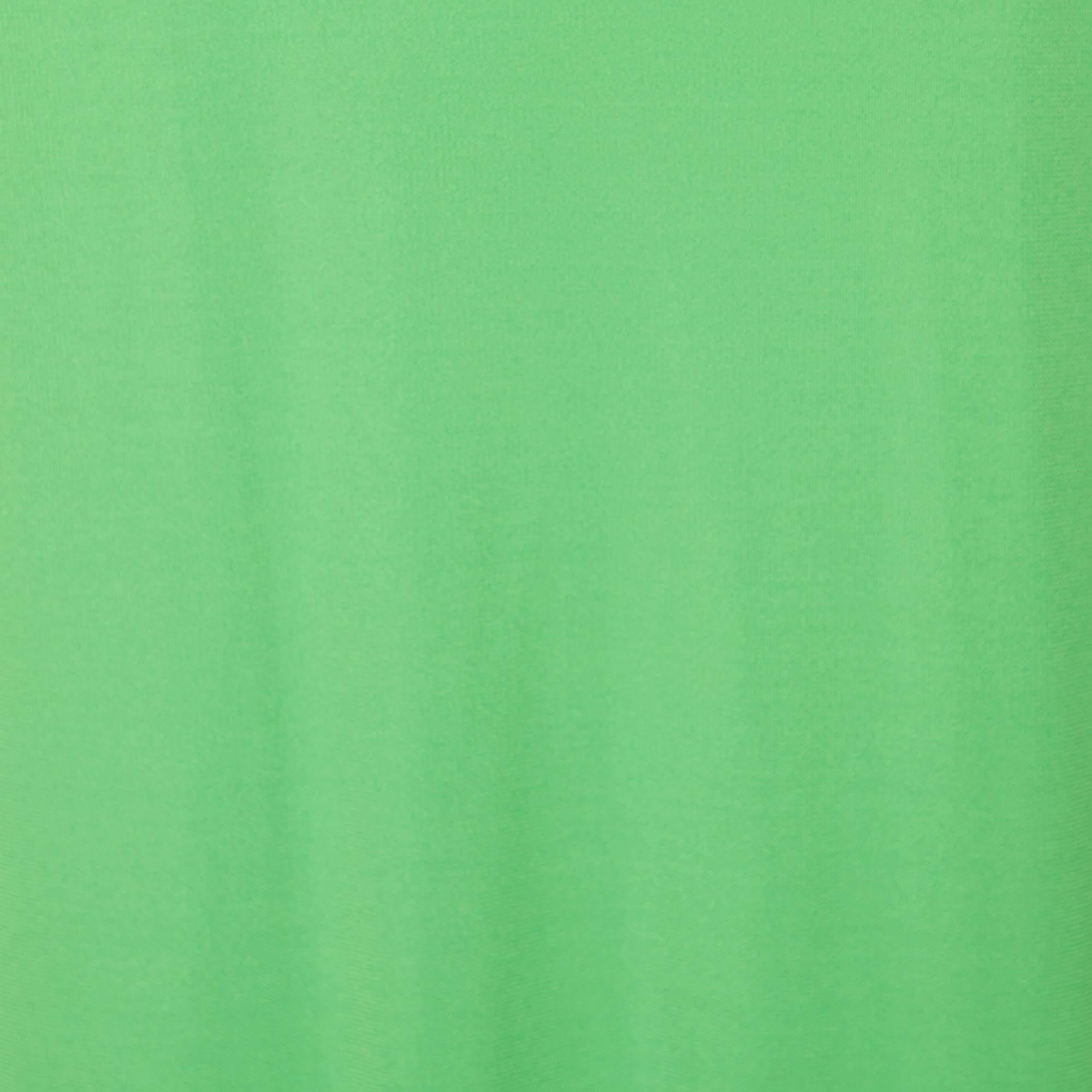 Etro Green jersey Frill Neck Detail Mini Dress L In Excellent Condition For Sale In Dubai, Al Qouz 2